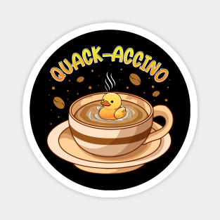 Funny Coffee Duck Pun Quackaccino Men Women Funny Duck Magnet